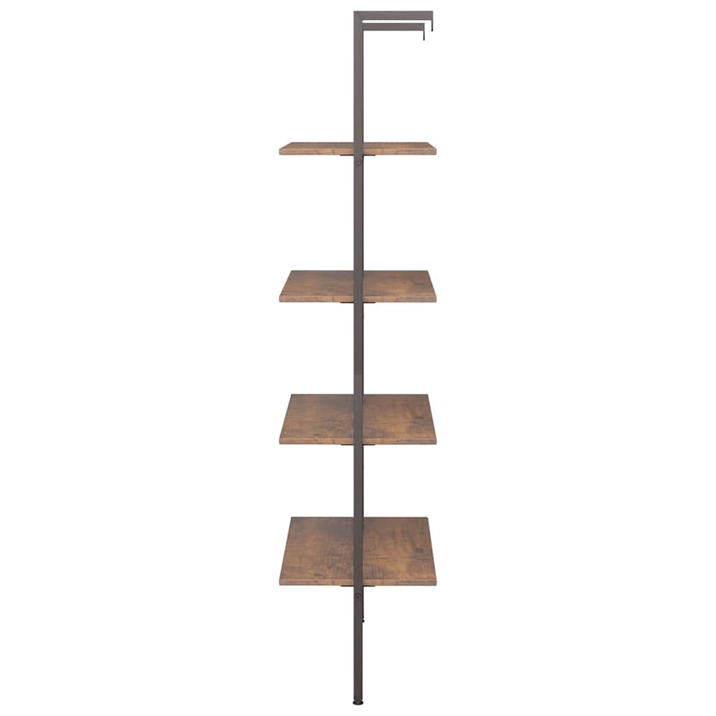 Scaffale Pendente 4 Livelli Marrone Scuro e Nero 64x35x152,5 cm