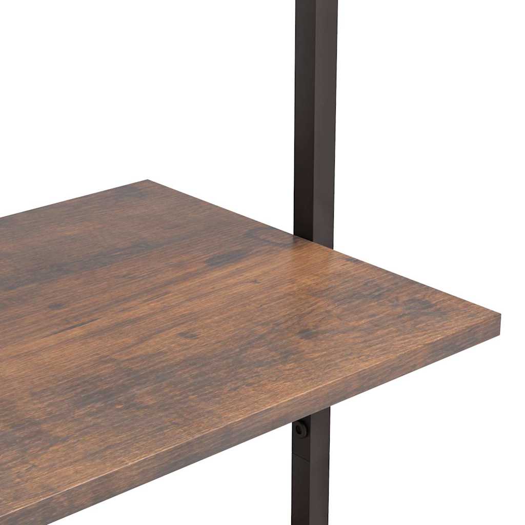 Scaffale Pendente 4 Livelli Marrone Scuro e Nero 64x35x152,5 cm