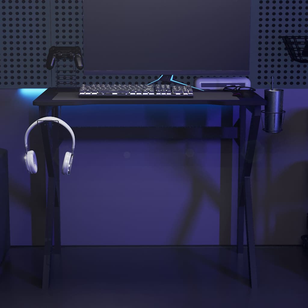 Scrivania da Gaming con Gambe a K Nera 90x60x75 cm