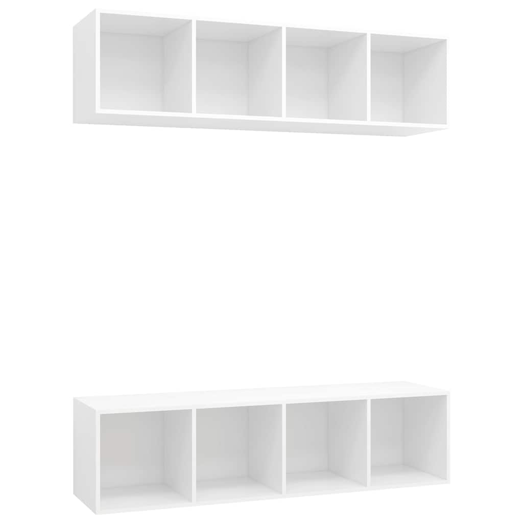 Mobili TV a Parete 2 pz Bianchi in Legno Multistrato