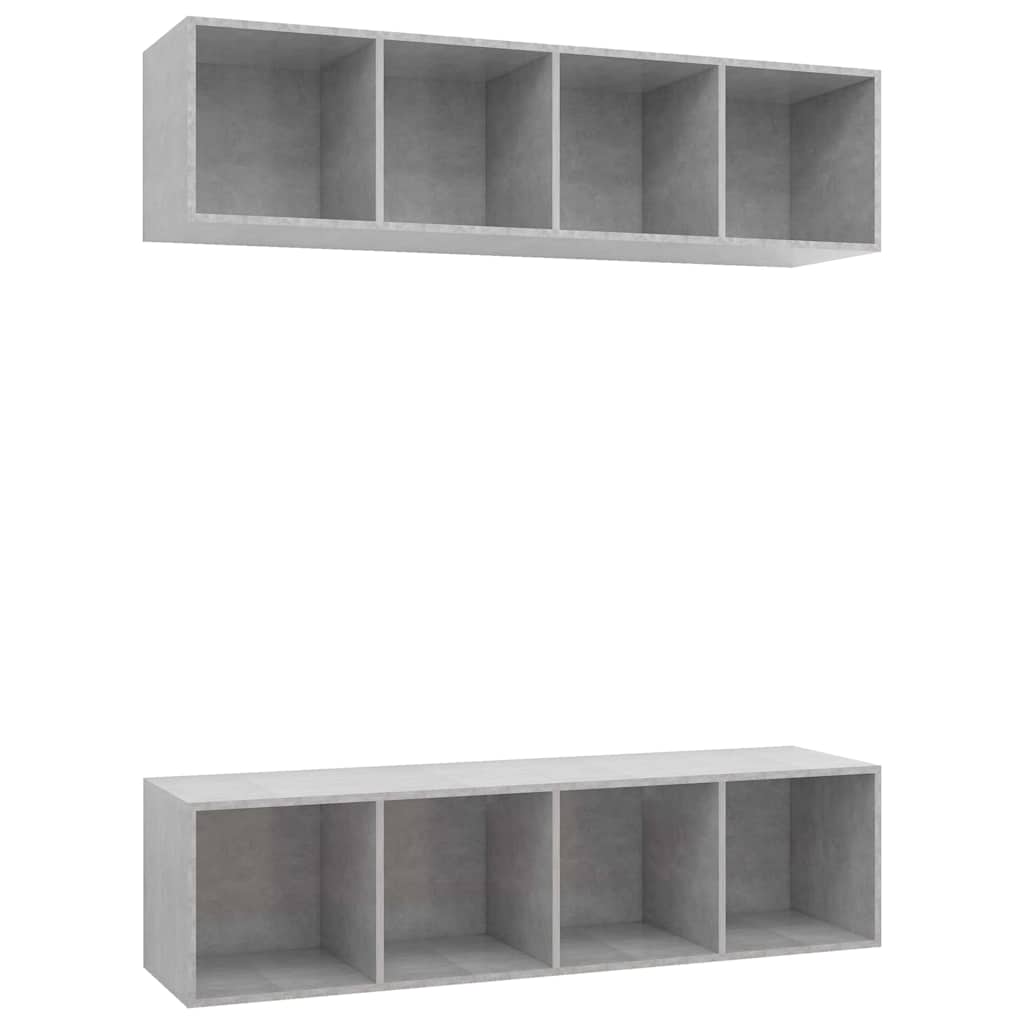 Mobile TV a Parete 2 pz Grigio Cemento in Legno Multistrato