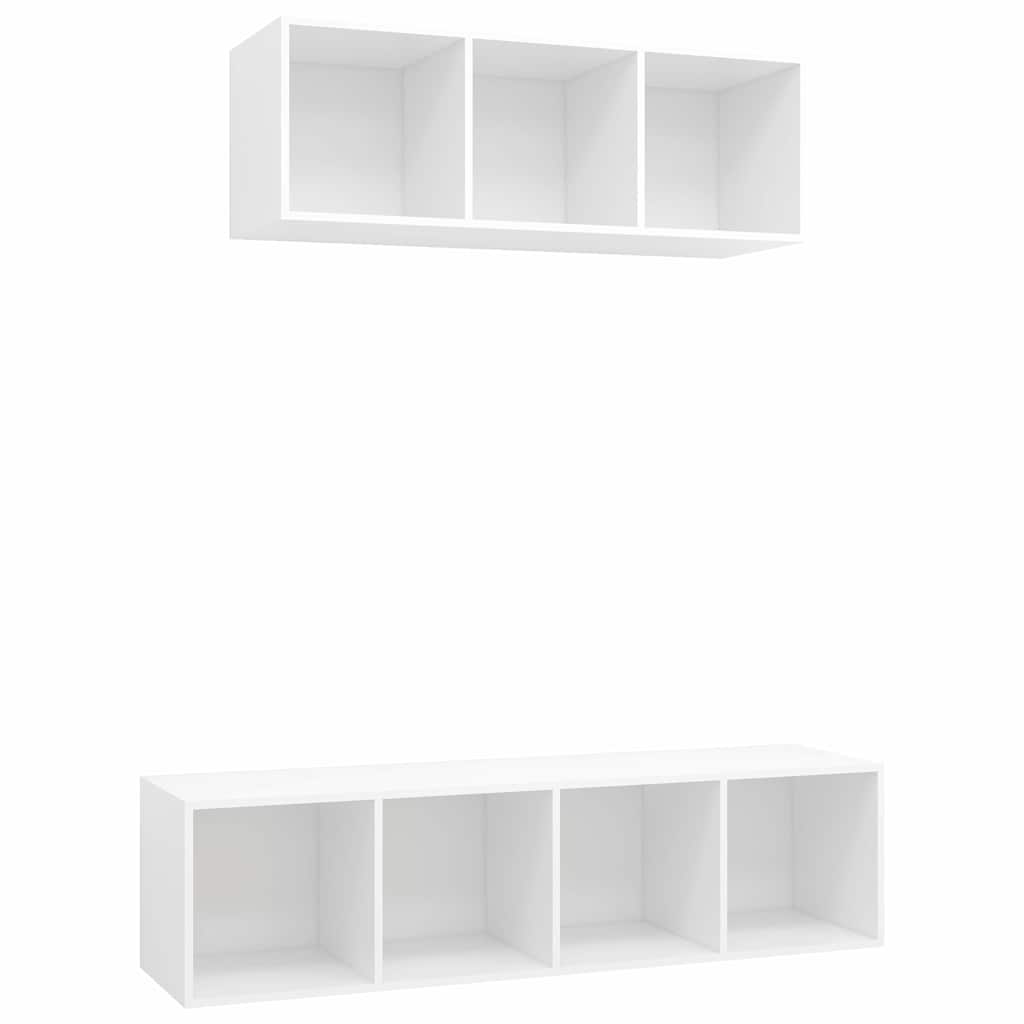 Set Mobili Porta TV 2 pz Bianco in Legno Multistrato