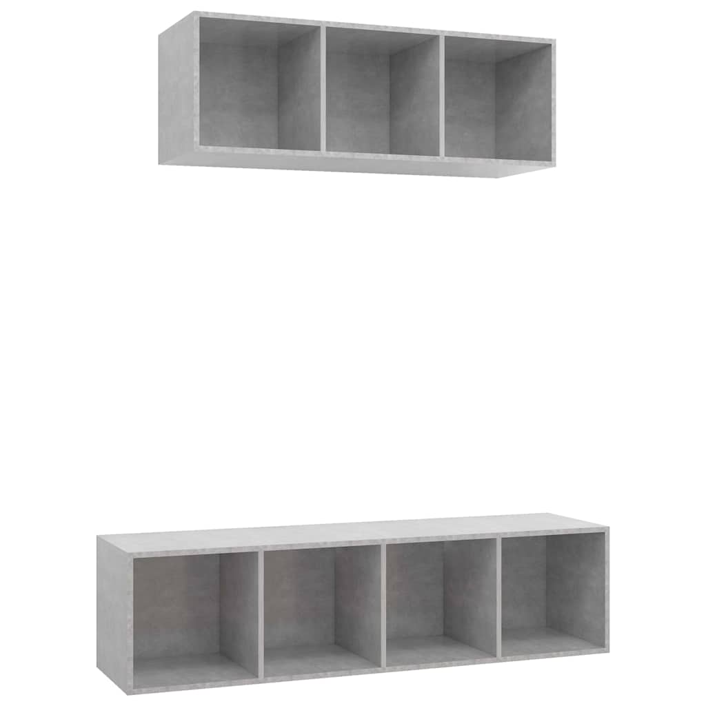 Set Mobili TV 2 pz Grigio Cemento in Legno Multistrato
