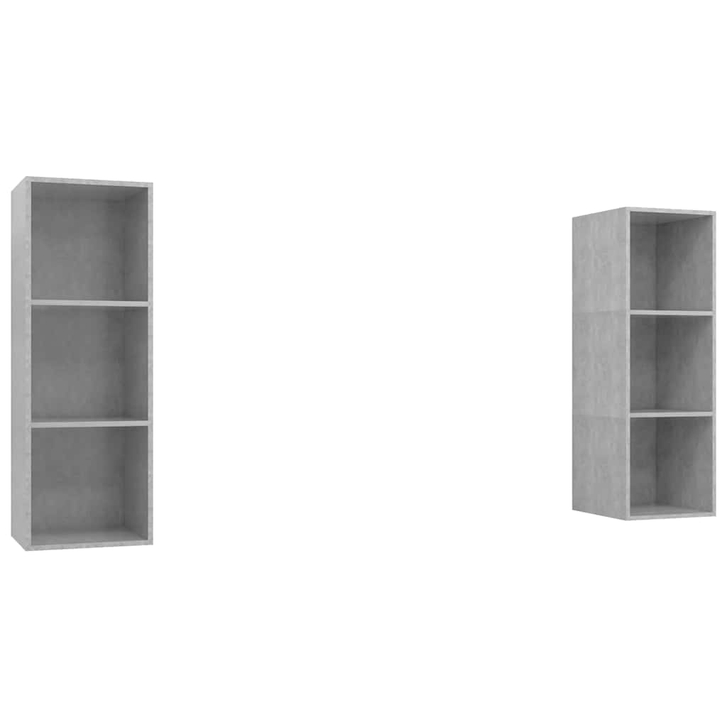 Mobile TV a Parete 2 pz Grigio Cemento in Legno Multistrato