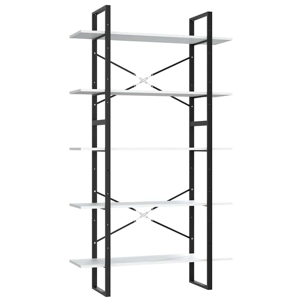 Libreria a 5 Ripiani Bianca 100x30x175 cm in Legno Multistrato