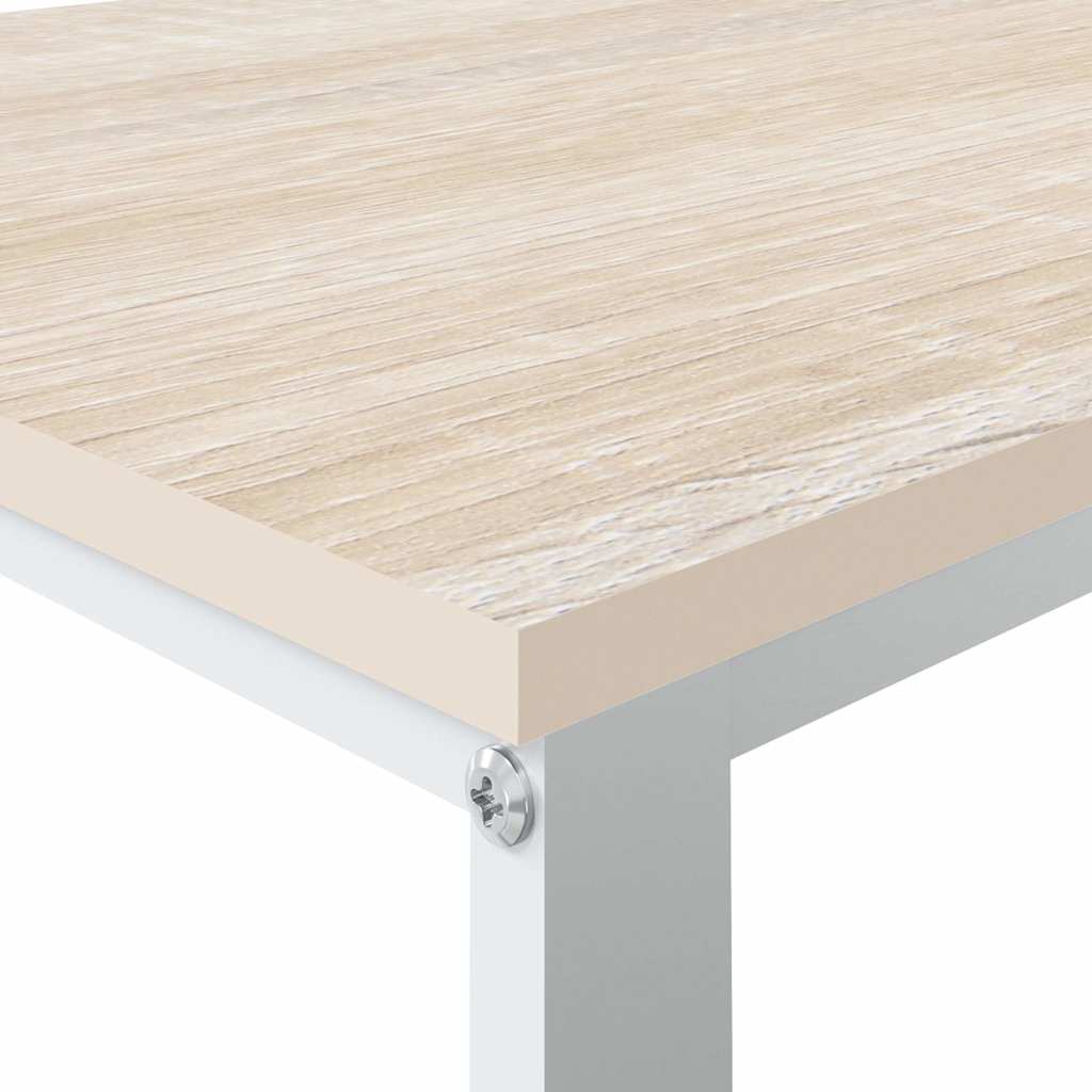 Scrivania Computer Bianca e Rovere 110x60x73 Legno Multistrato