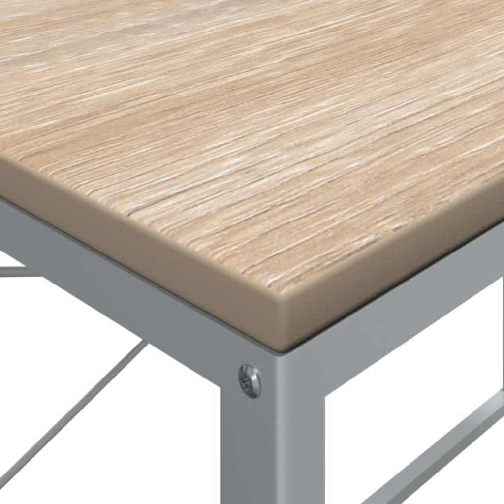 Scrivania Computer Bianca e Rovere 110x60x70 Legno Multistrato