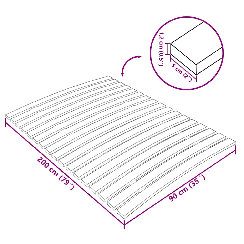 Rete di ricambio per letto con 17 doghe 90x200 cm