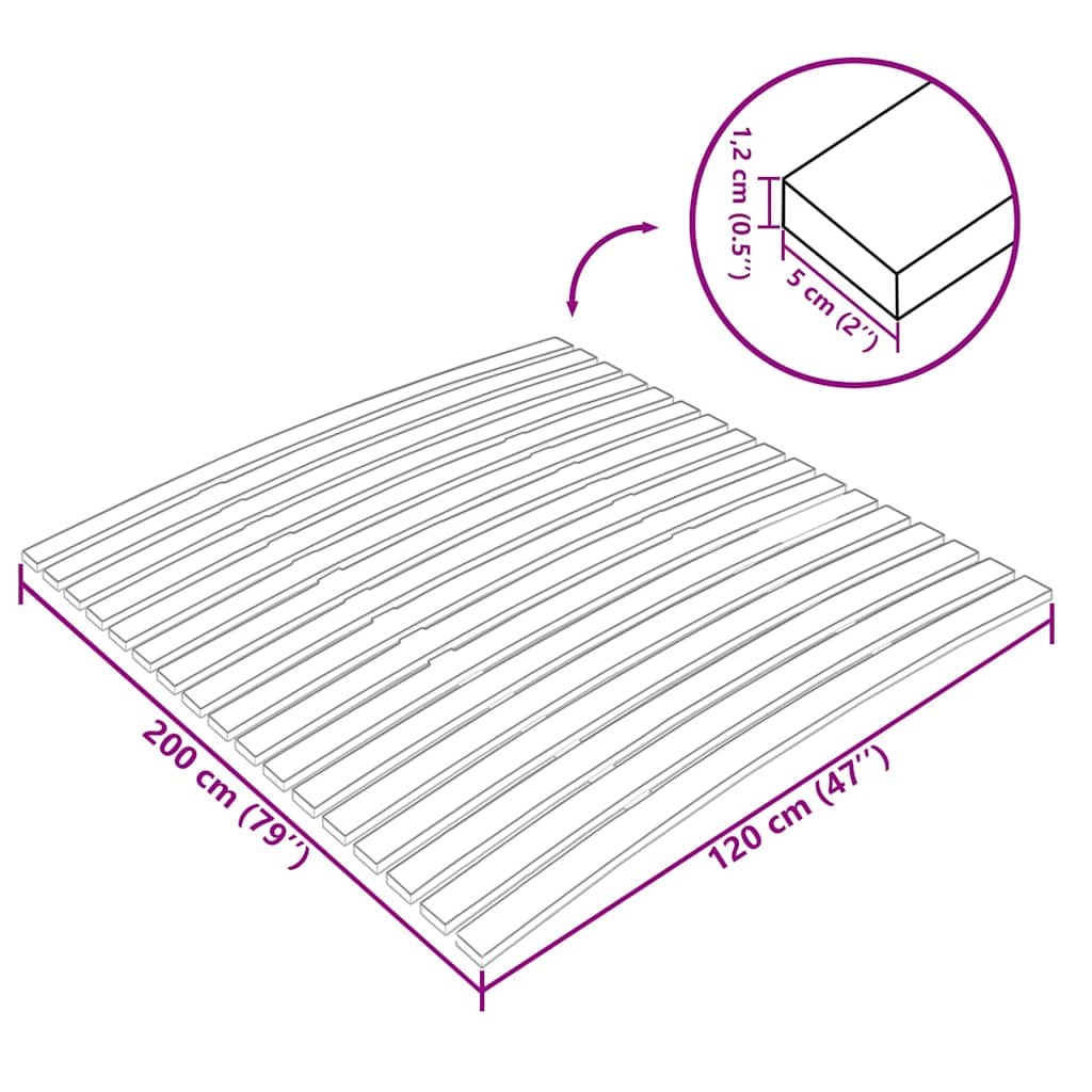 Rete di ricambio per letto con 17 doghe 120x200 cm