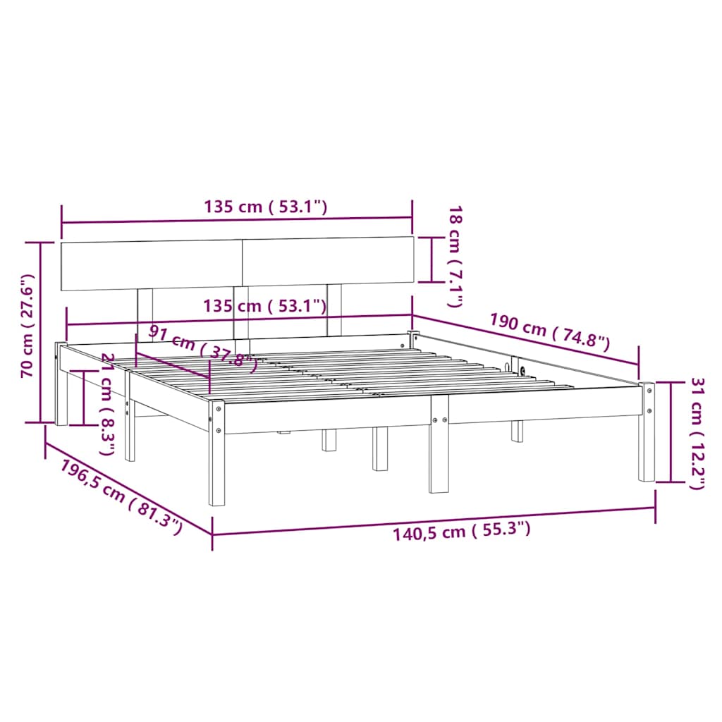 Giroletto in Legno Massello 135x190 cm Small Double