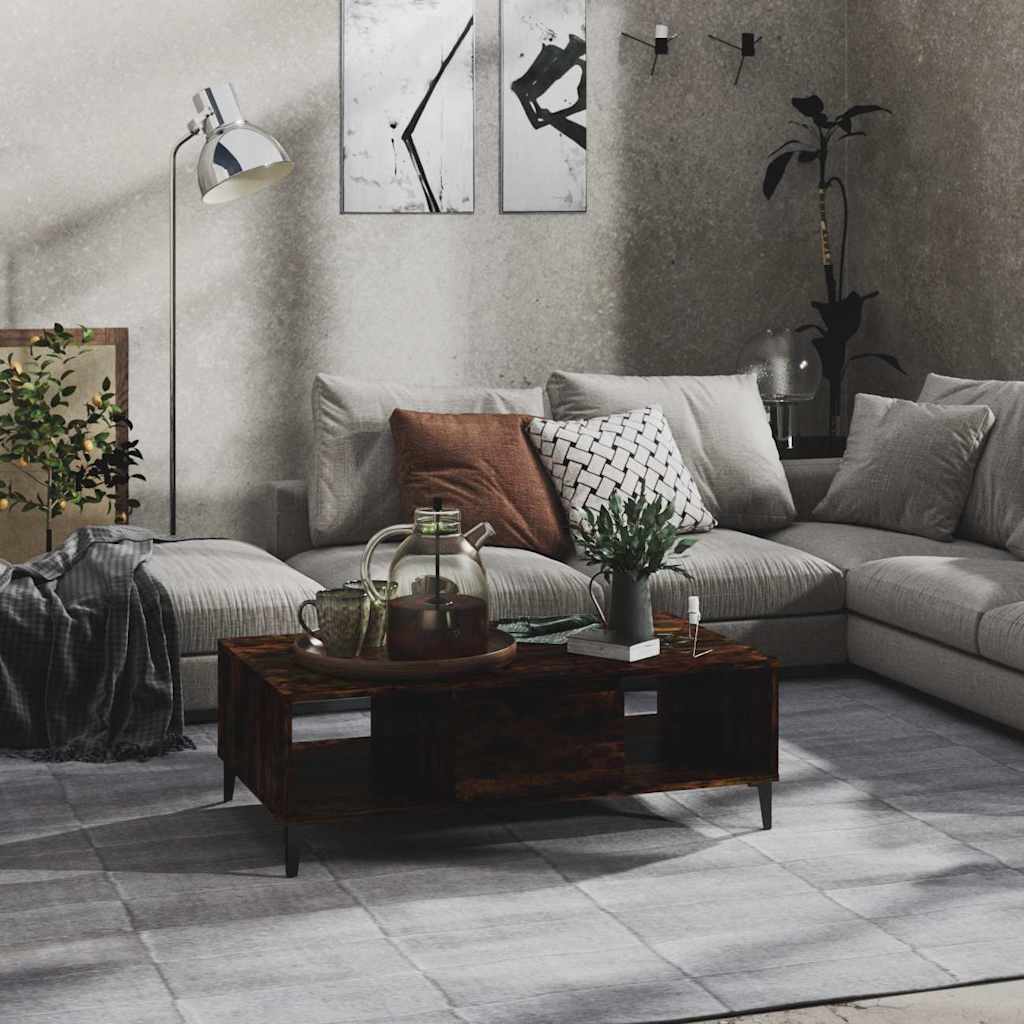 Tavolino da Salotto Rovere Fumo 103,5x60x35cm in Truciolato