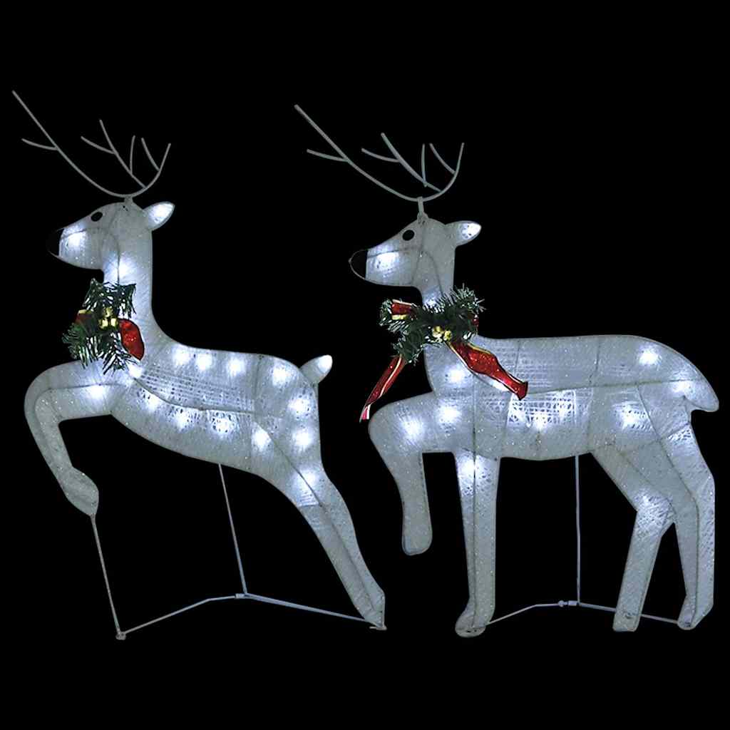 Renne e Slitta di Natale Decorazione Esterni 100 LED Bianco