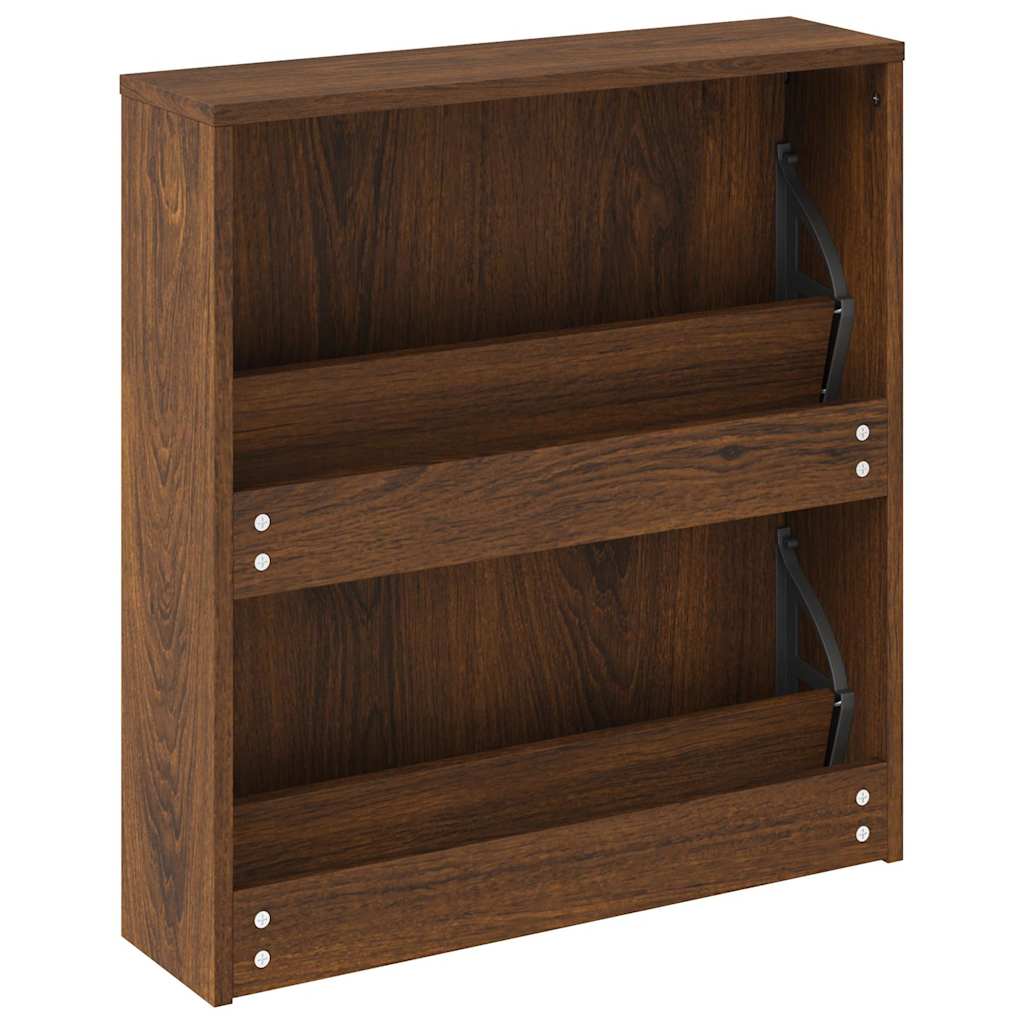 Scarpiera con Specchio a 2 Livelli Rovere marrone 63x17x67 cm