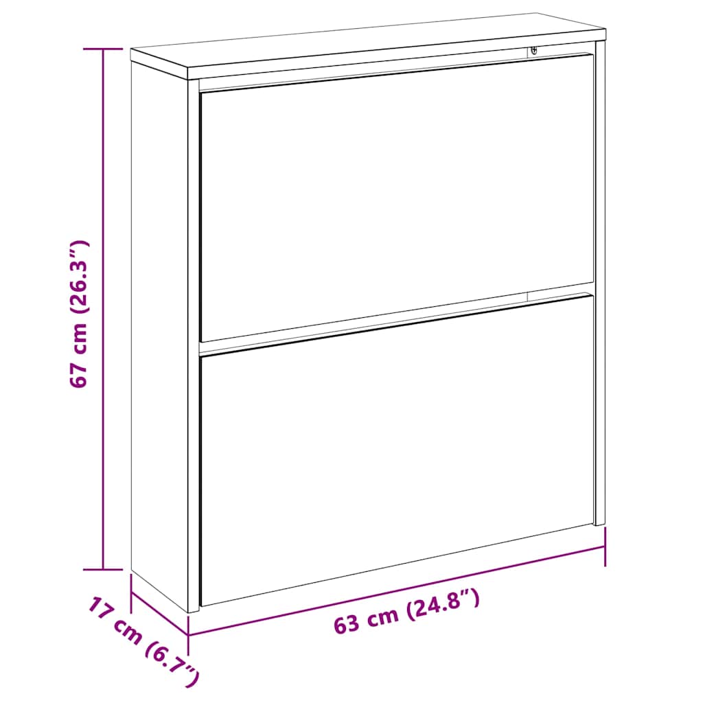 Scarpiera con Specchio a 2 Livelli Rovere marrone 63x17x67 cm