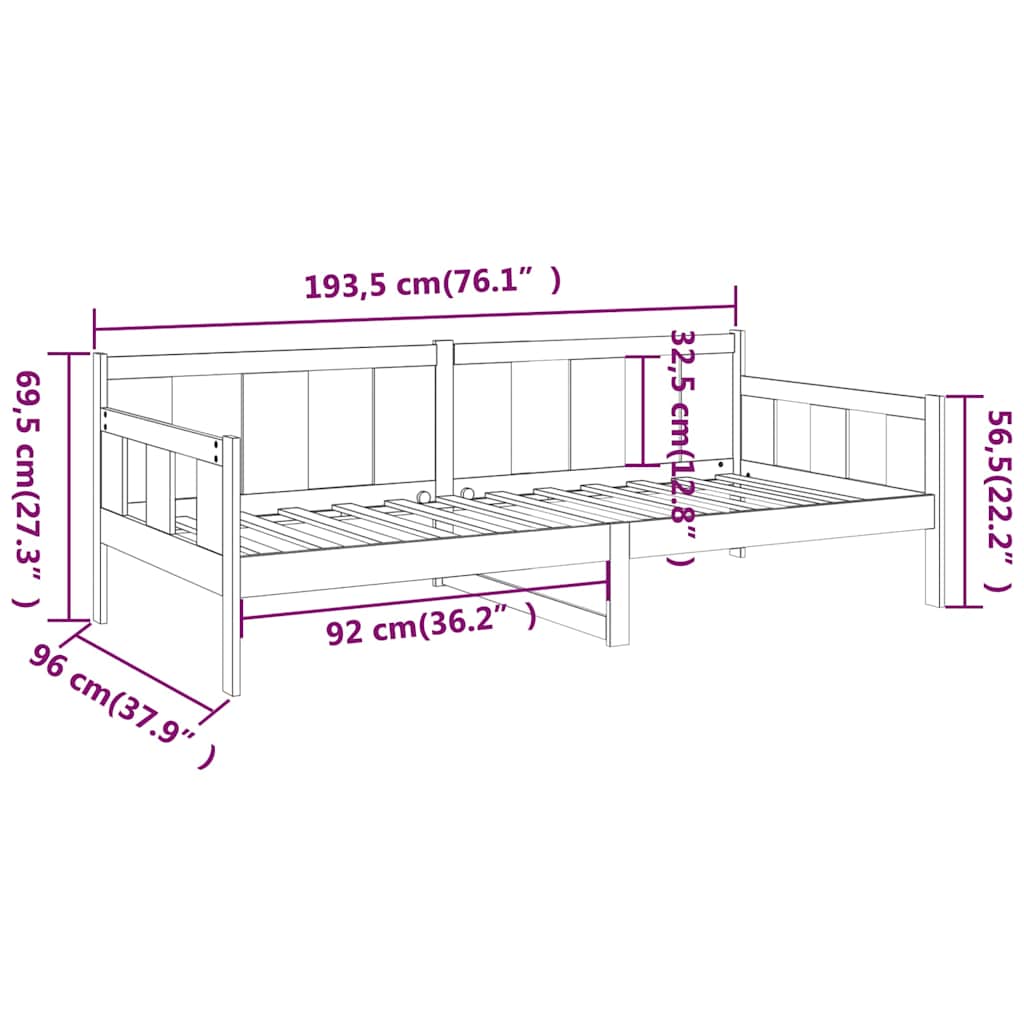 Dormeuse in Legno Massello di Pino 90x190 cm