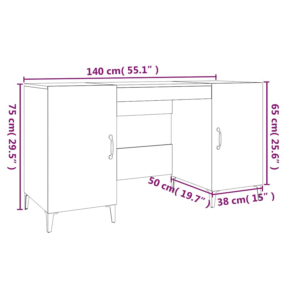 Scrivania Grigio Cemento 140x50x75 cm in Legno Multistrato