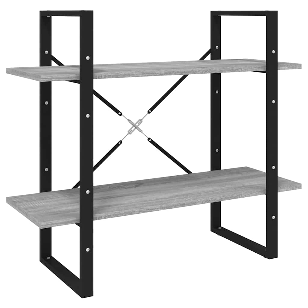 Libreria a 2 Ripiani Grigio Sonoma 80x30x70cm Legno Multistrato