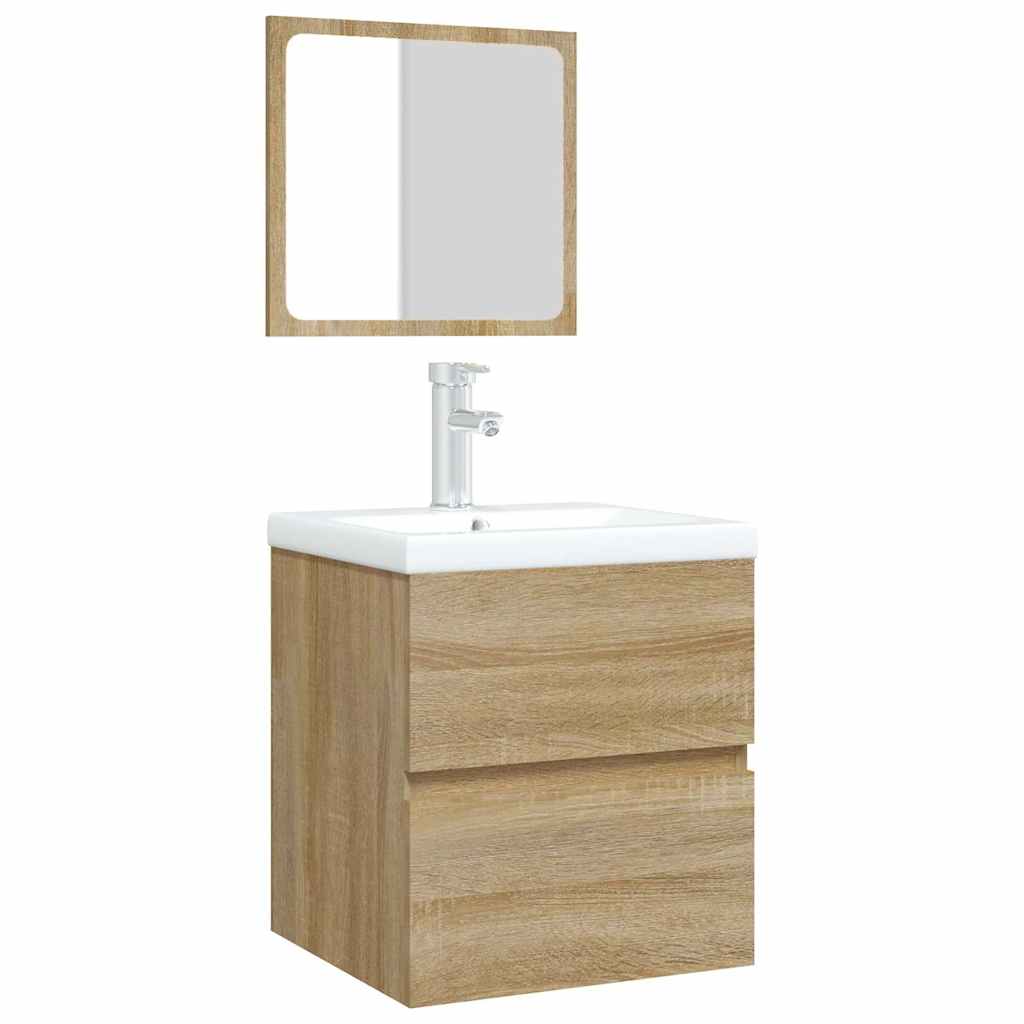Mobile da Bagno con Lavabo e Specchio Rovere Sonoma