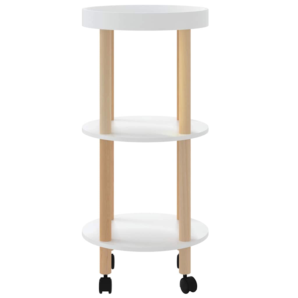 Carrello 3 Ripiani Bianco 38x38x82 cm Legno Multistrato e Pino