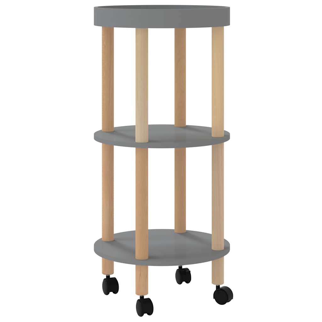 Carrello 3 Ripiani Grigio 38x38x82 cm Legno Multistrato e Pino