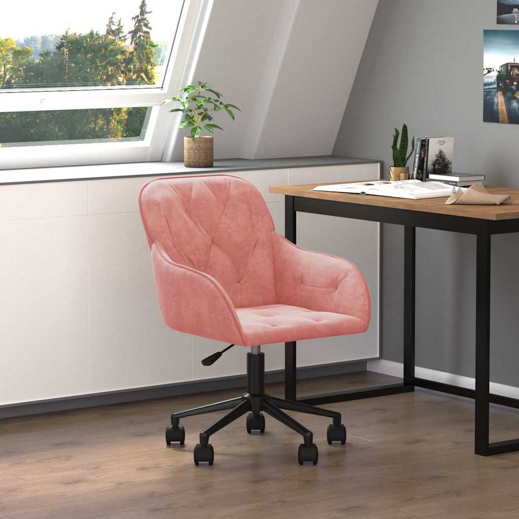 Sedia Girevole da Ufficio Rosa in Velluto