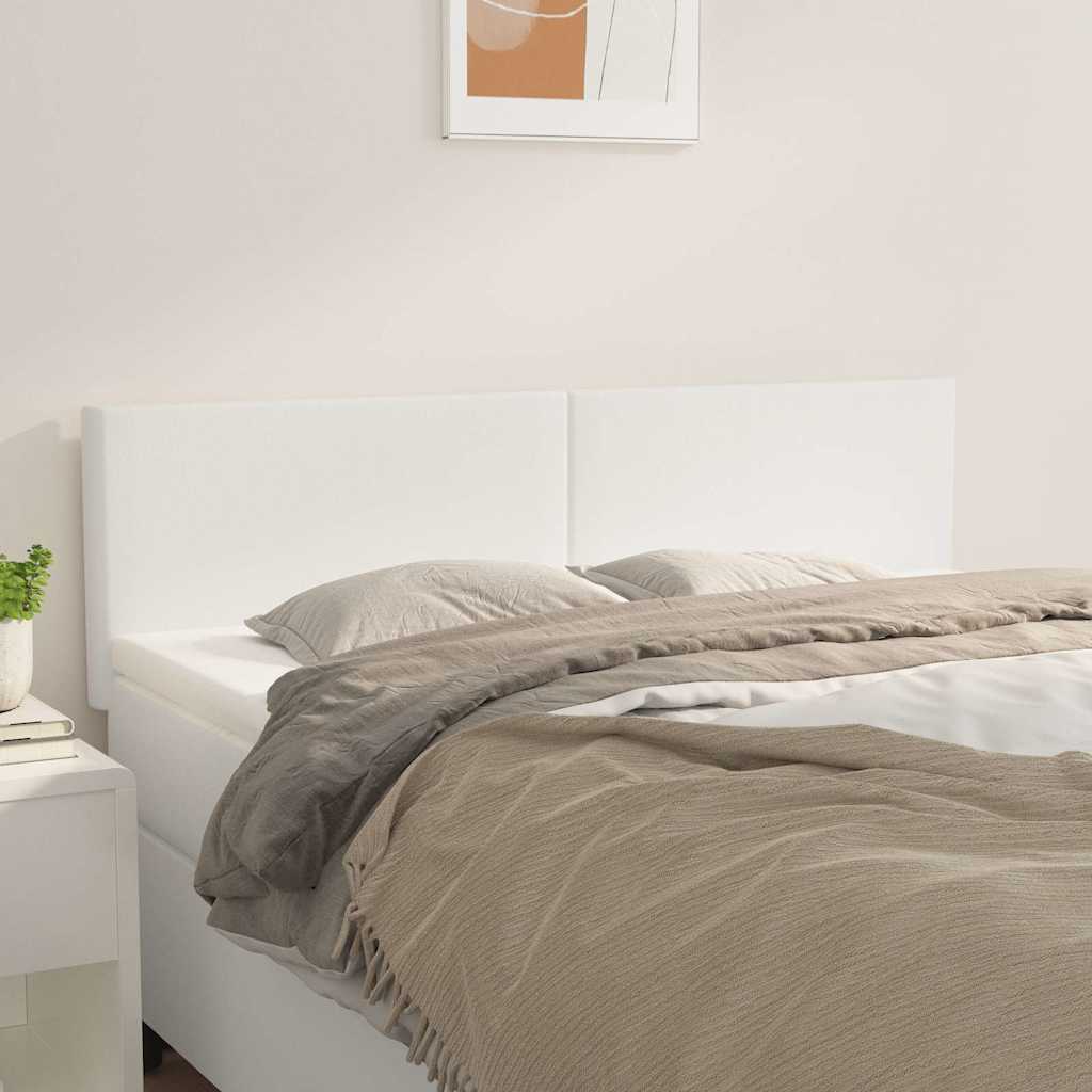 Testiera Bianca 144x5x78/88 cm in Similpelle