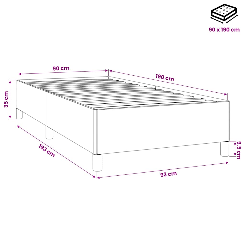 Giroletto senza Materasso Grigio Chiaro 90x190 cm Velluto