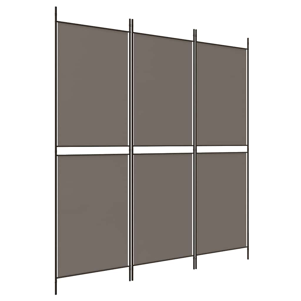 Divisorio a 3 Pannelli Antracite 150x180 cm in Tessuto