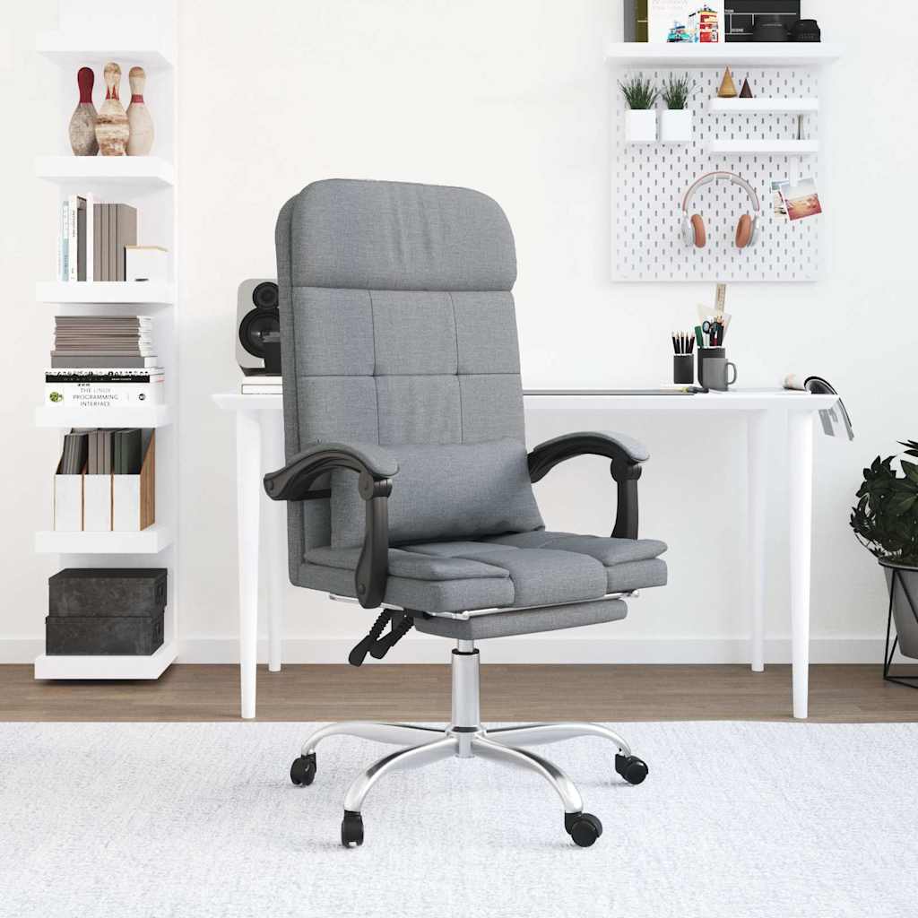 Sedia da Ufficio Massaggio Reclinabile Grigio chiaro in Tessuto