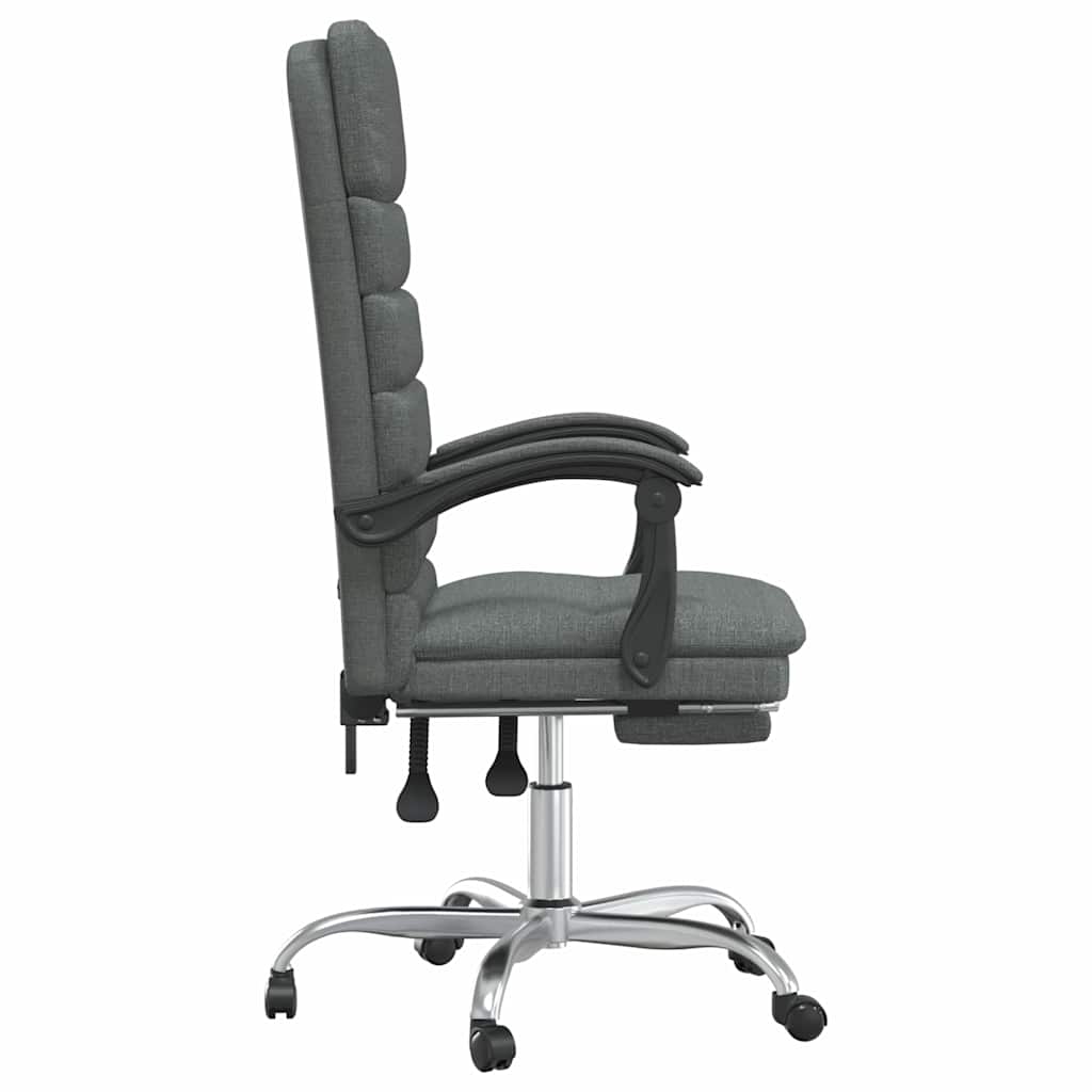 Sedia da Ufficio Massaggio Reclinabile Grigio Scuro in Tessuto