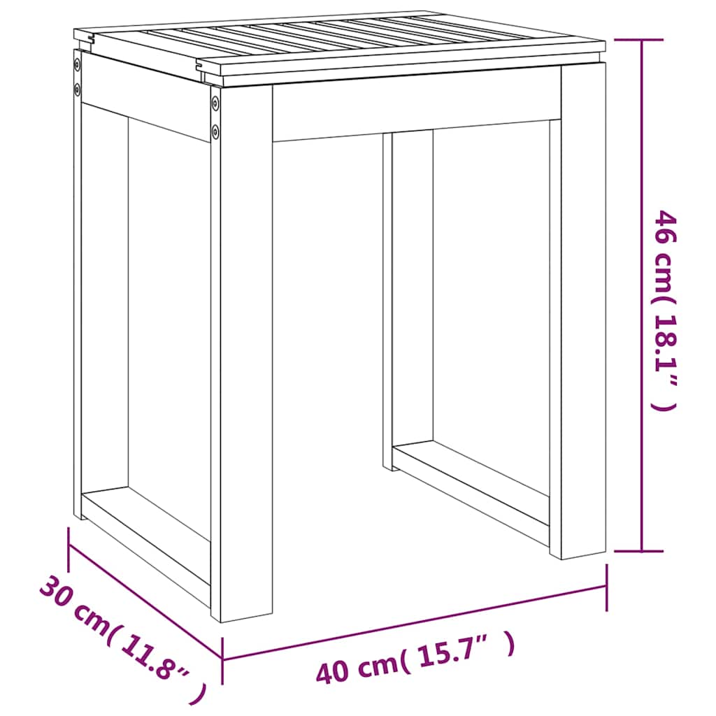 Sgabello da Bagno 40x30x46 cm in Legno Massello di Noce