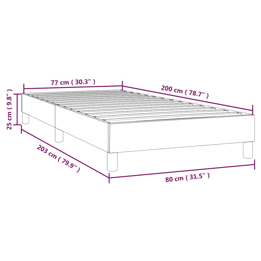 Struttura Letto a Rete a Molle Blu Scuro 80x200 cm in Velluto