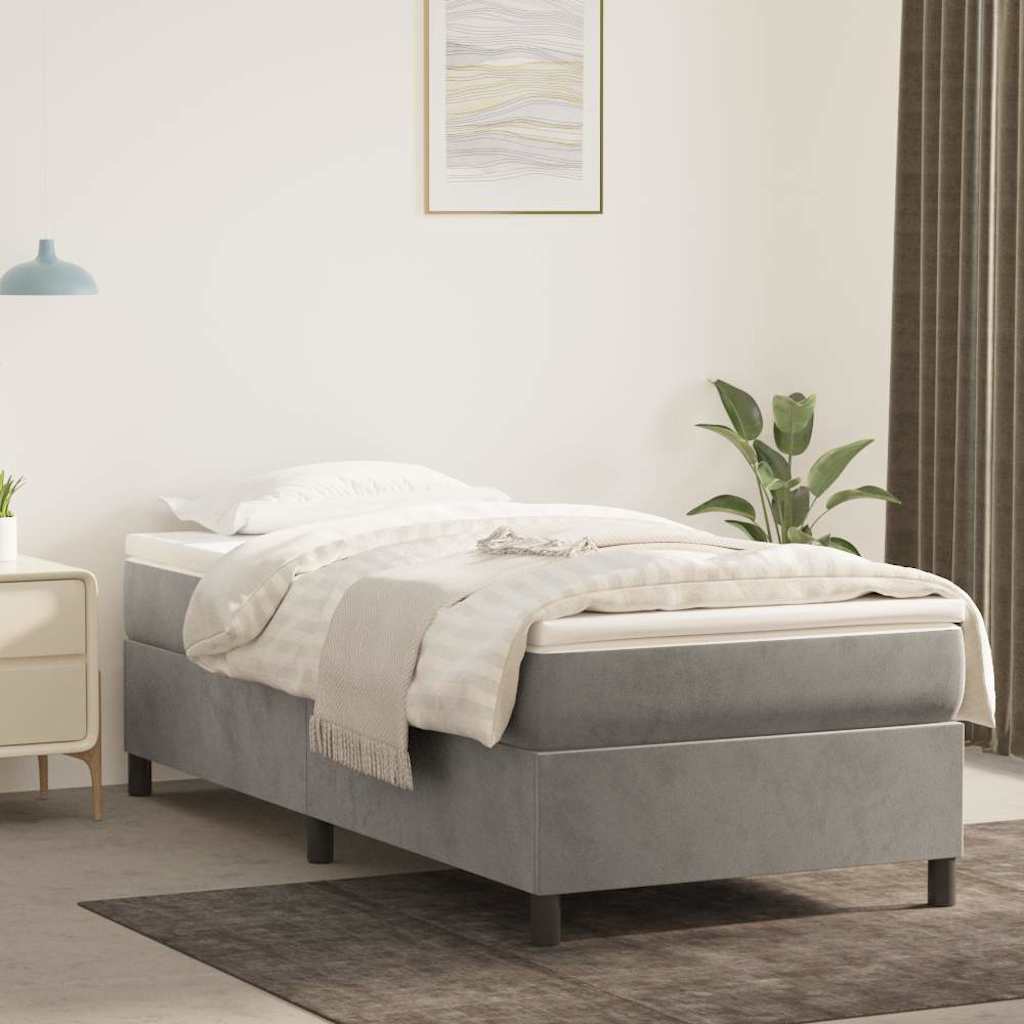 Struttura Letto a Rete a Molle Grigio Chiaro 80x200 cm Velluto
