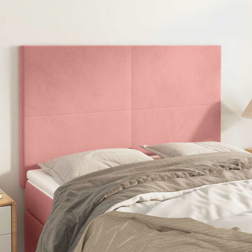 Testiera Rosa 144x5x118/128 cm Velluto