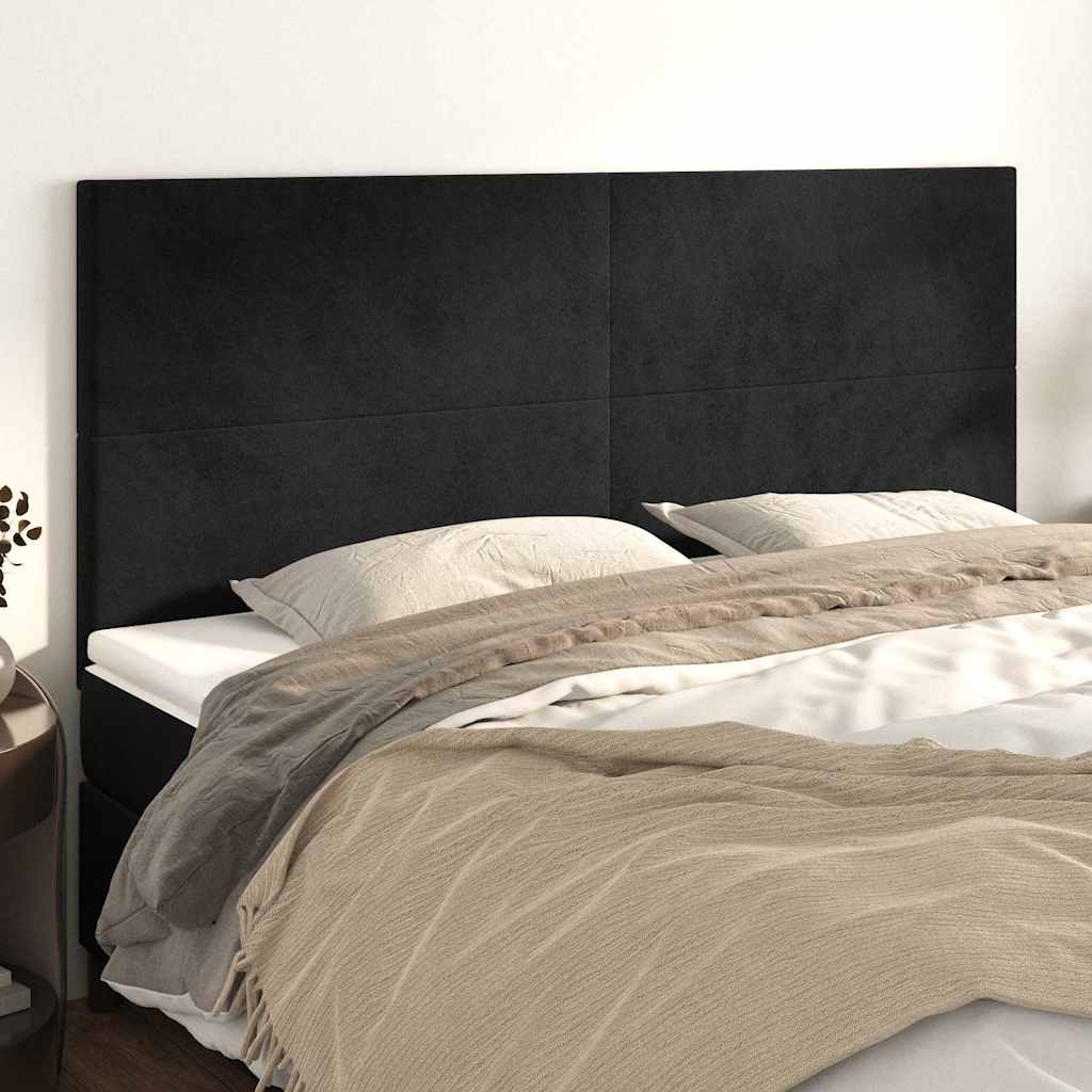 Testiera Nera 160x5x118/128 cm Velluto