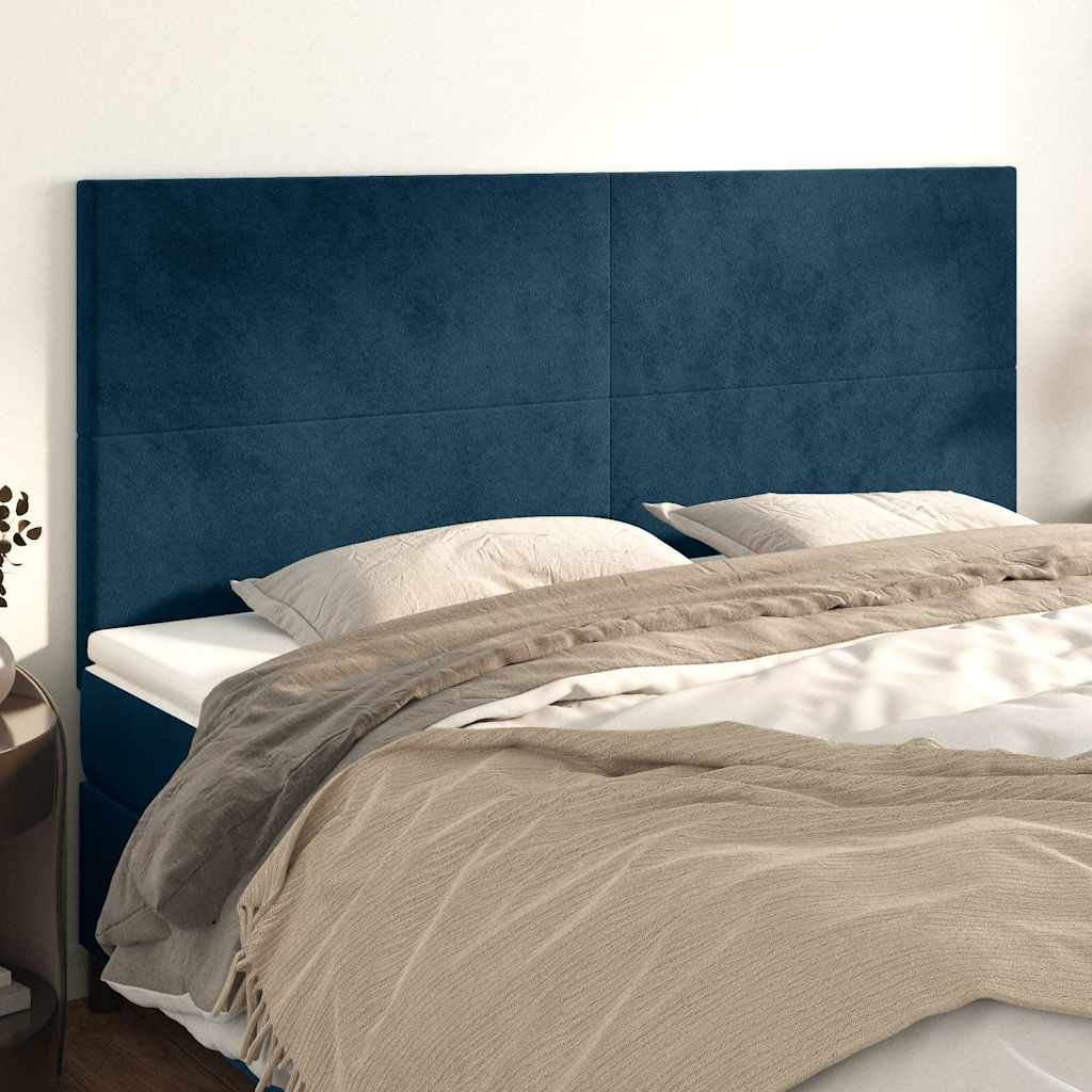 Testiera Blu Scuro 180x5x118/128 cm Velluto