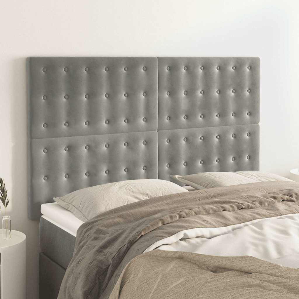 Testiera Grigio Chiaro 144x5x118/128 cm Velluto