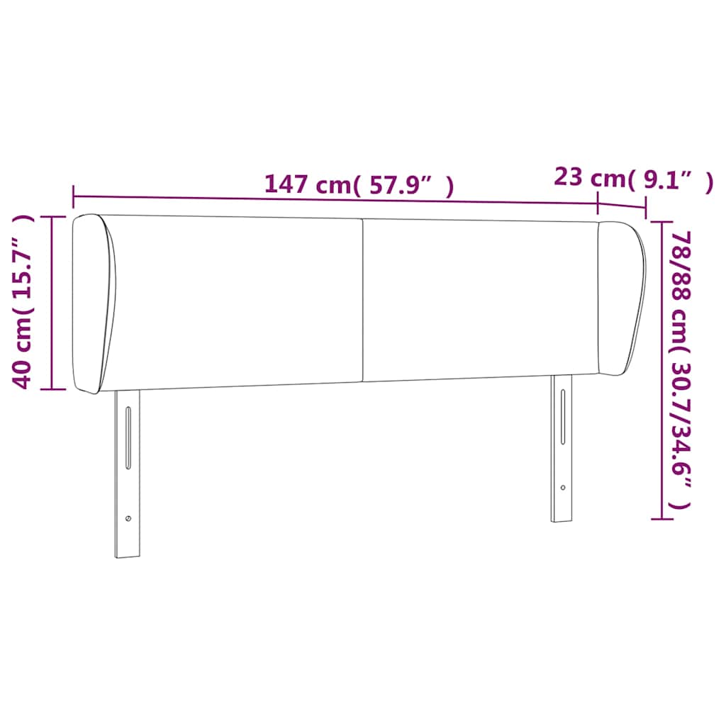 Testiera ad Orecchio Tortora 147x23x78/88 cm in Tessuto