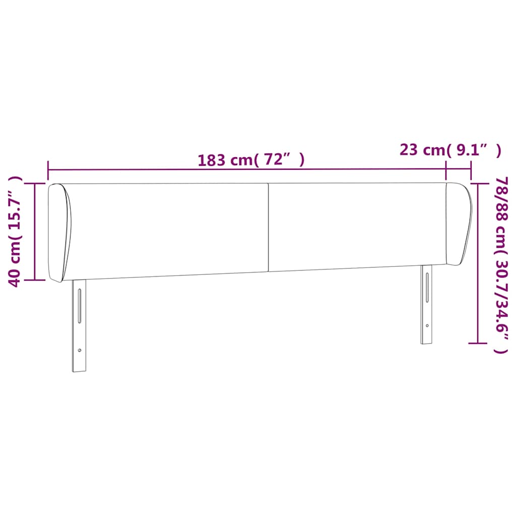 Testiera ad Orecchio Blu 183x23x78/88 cm in Tessuto