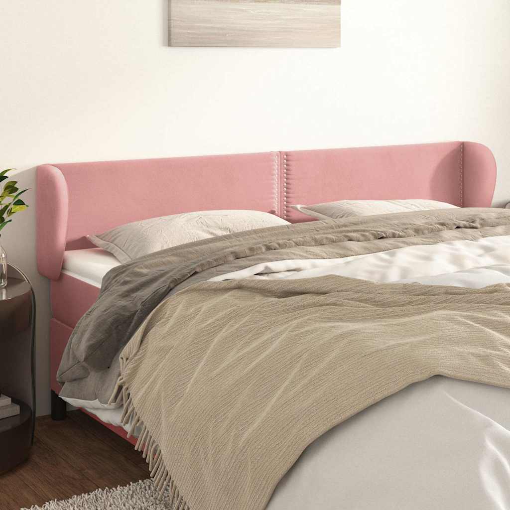 Testiera ad Orecchio Rosa 183x23x78/88 cm in Velluto