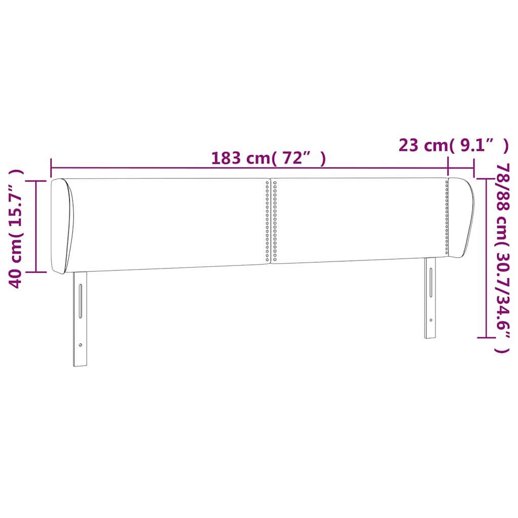 Testiera ad Orecchio Nera 183x23x78/88 cm in Similpelle