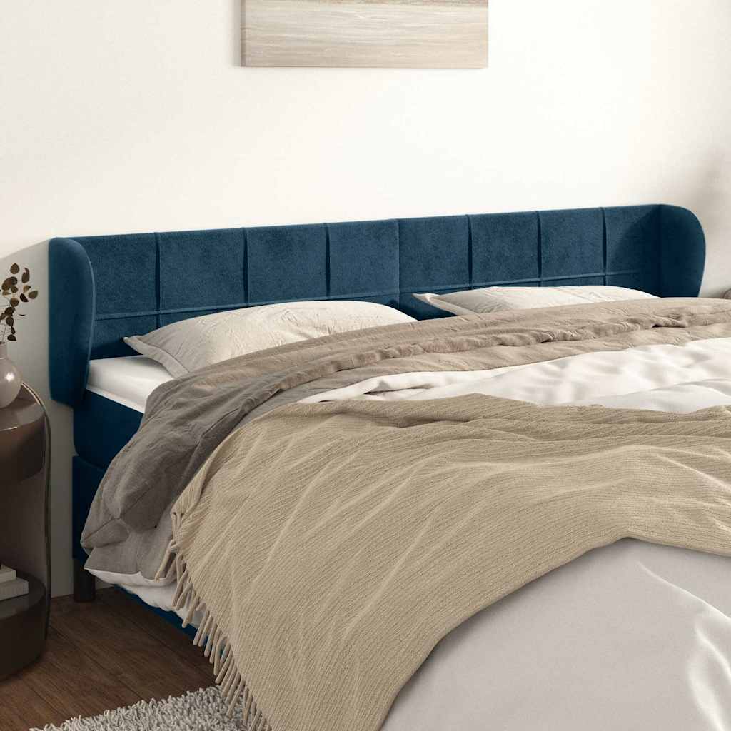 Testiera ad Orecchio Blu Scuro 183x23x78/88 cm in Velluto