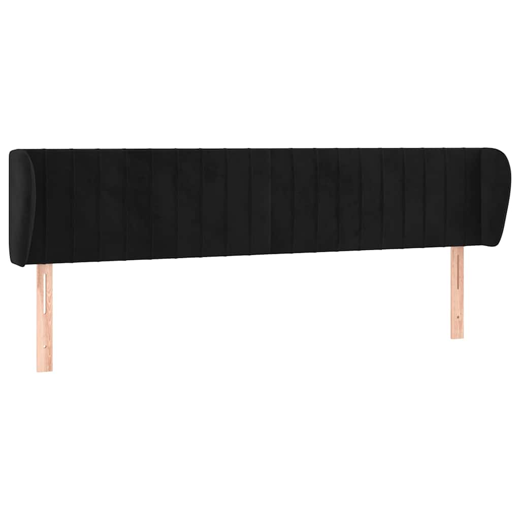Testiera ad Orecchio Nera 183x23x78/88 cm in Velluto