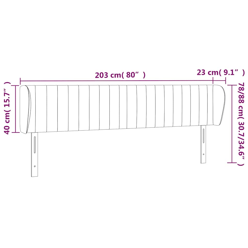 Testiera ad Orecchio Rosa 203x23x78/88 cm in Velluto