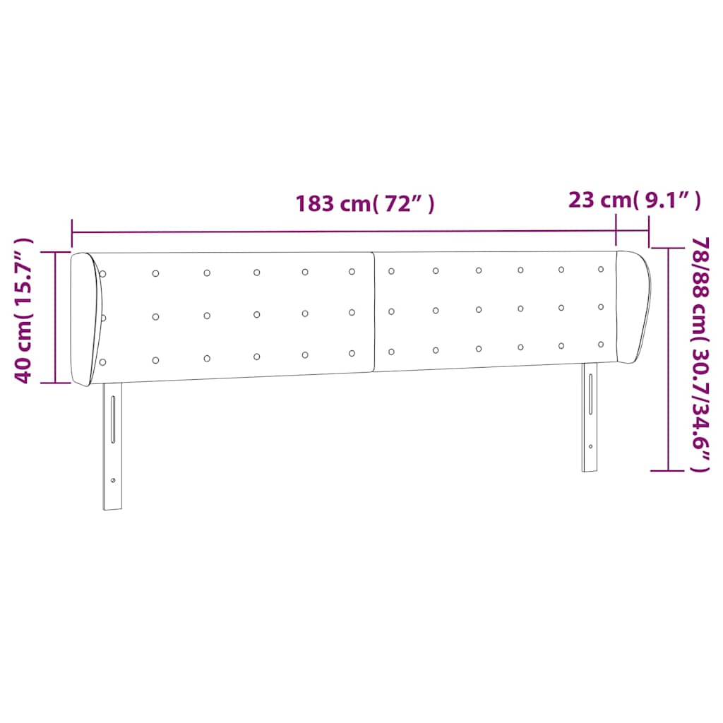 Testiera ad Orecchio Marrone Scuro 183x23x78/88 cm in Tessuto