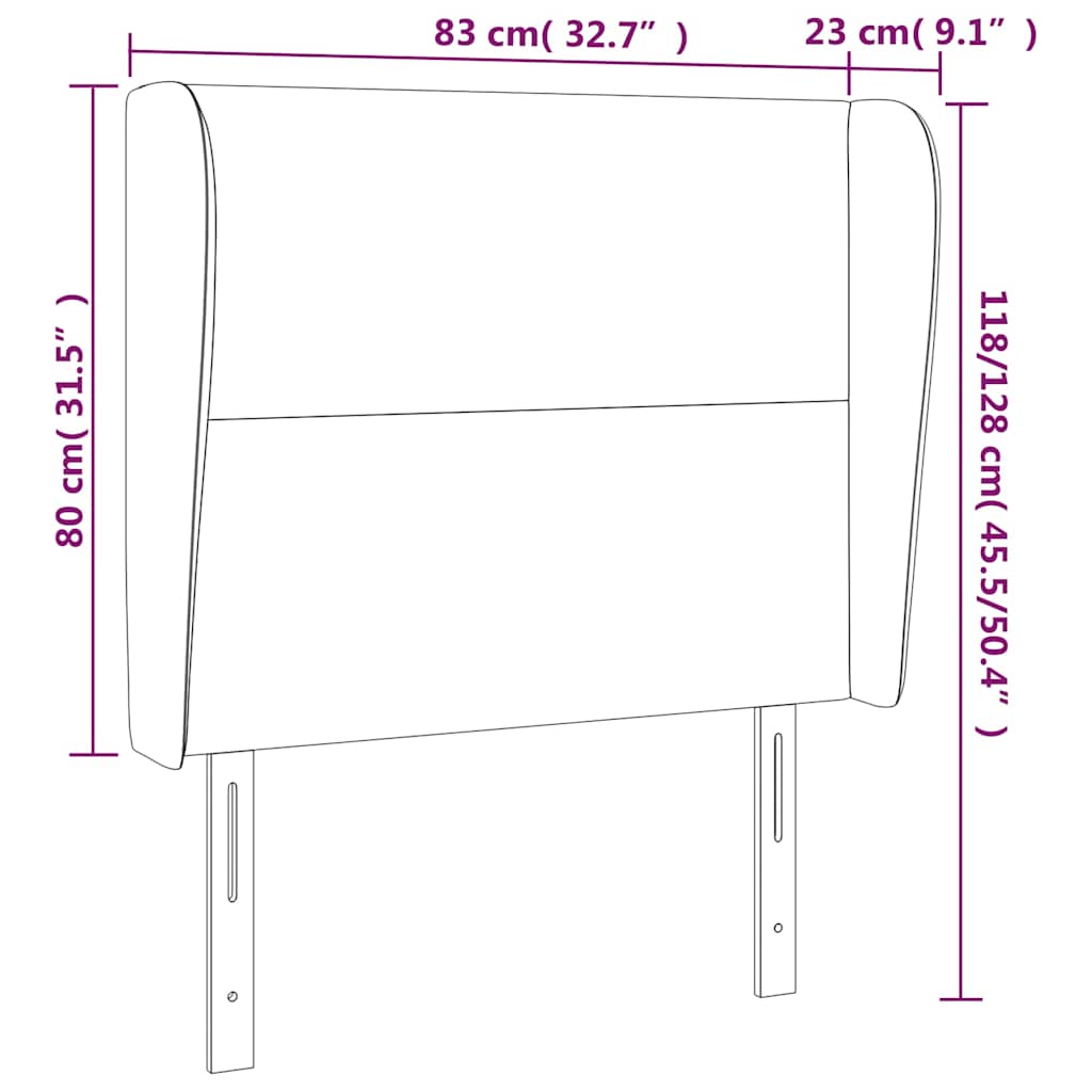 Testiera ad Orecchio Grigio Chiaro 83x23x118/128 cm in Velluto