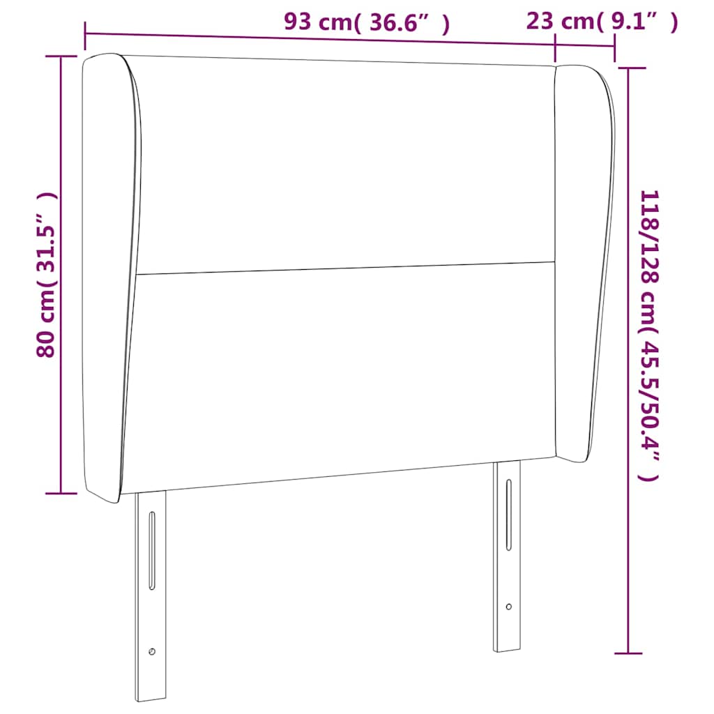 Testiera ad Orecchio Bianca 93x23x118/128 cm in Similpelle