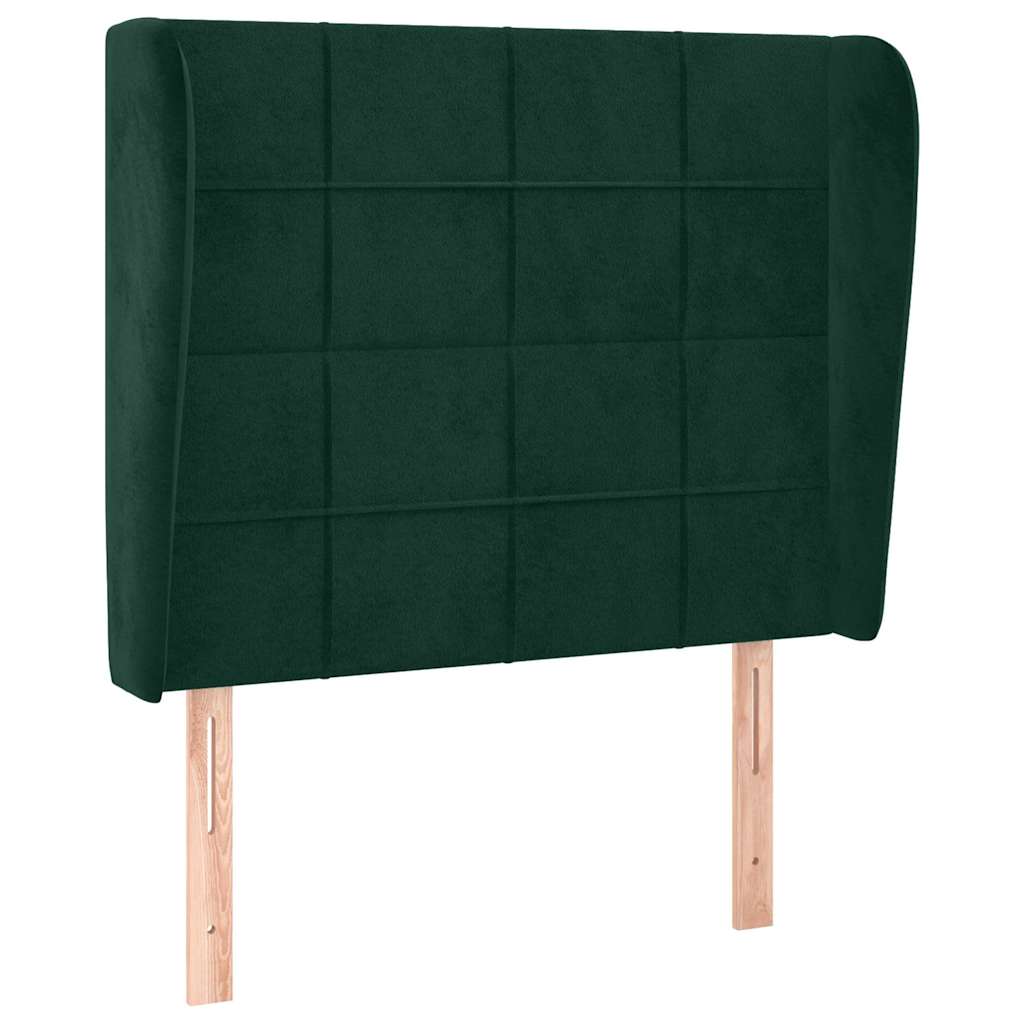 Testiera ad Orecchio Verde Scuro 93x23x118/128 cm in Velluto