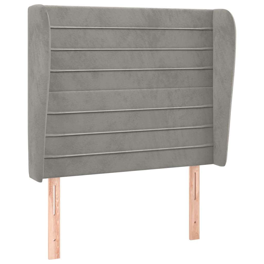 Testiera ad Orecchio Grigio Chiaro 103x23x118/128 cm in Velluto