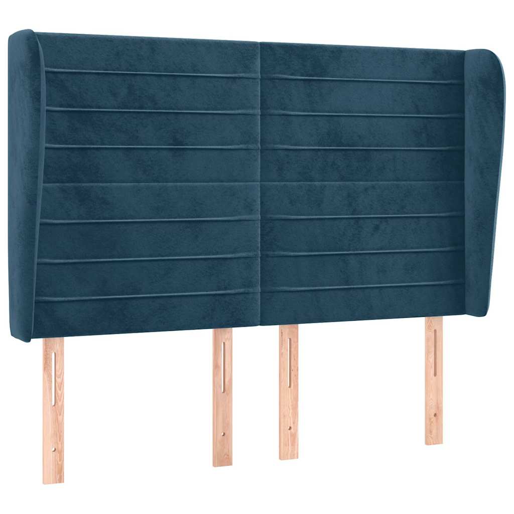 Testiera ad Orecchio Blu Scuro 147x23x118/128cm in Velluto